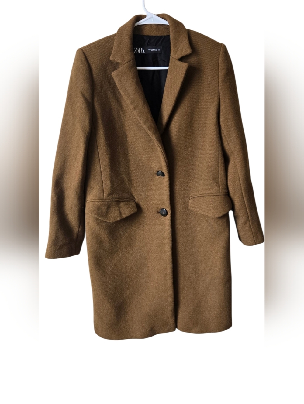 Zara Double-Button Wool-Blend Pea Coat in Brown Size M - Picture 5 of 14